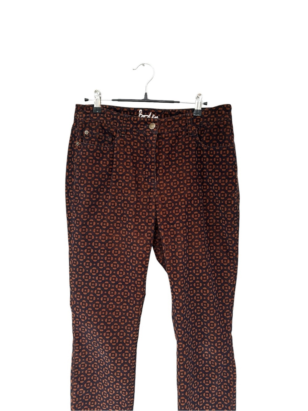 Boden Corduroy Slim Crop Patterned Pants in Brown and Black - Size Women’s 8 - Picture 5 of 11